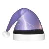 JxWCher Novelty LED Shine Santa Hat - Lightning Storm Print Festive Xmas Beanie for Adults, Holiday New Year Party Accessory Supplies view 3