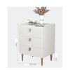 BABETRUE Bedstand Home White Bedside Table Three Tier Locker Bedroom Living Room Leather Bedside Cabinet Marble Countertop Locker Night Stand(B) view 3