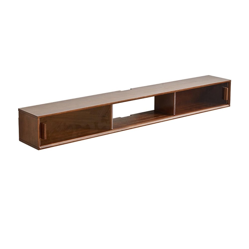 Solid Wood Wall Mounted TV Cabinet Floating TV Stand Floating TV Stand Shelf Floating Entertainment Center with Sliding Doors Floating TV Console Living Room Wall Storage Cabinet Hanging Cabinet.(Waln