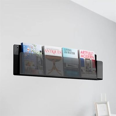 Acrylic Wall Magazine Rack Clear Wall Mounted Brochure Holder, Adjustable Hanging Magazine Holder for House Office Church Cafe Display (Color : 1PCS, Size : 80cm/35in)