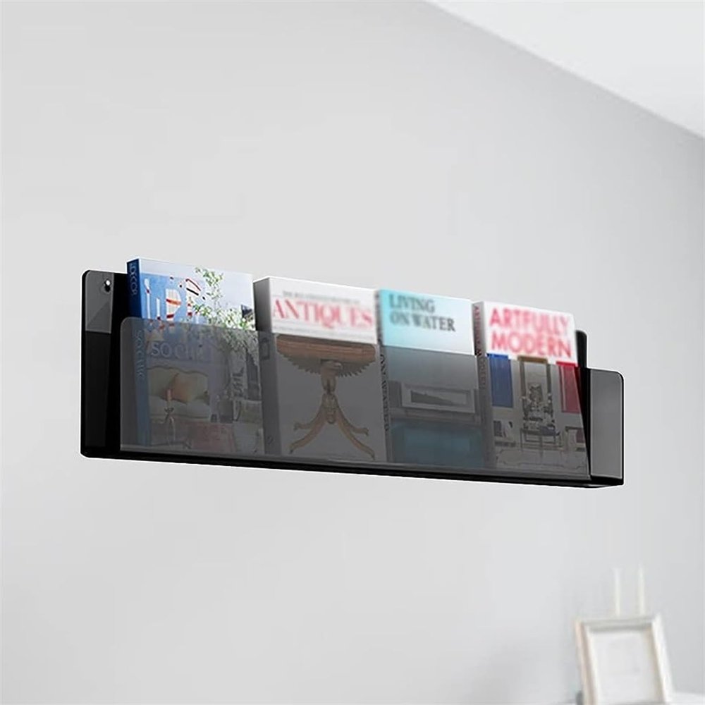 Acrylic Wall Magazine Rack Clear Wall Mounted Brochure Holder, Adjustable Hanging Magazine Holder for House Office Church Cafe Display (Color : 1PCS, Size : 80cm/35in)