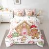 Erosebridal Cute Gingerbread Queen Bedding Set with Sheets, Pink Christmas Candy Xmas Tree Comforter, Winter Snowflake Bed Set 7 Piece with Fitted Sheet, Flat Sheet, Pillowcases view 3