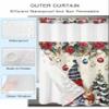 Christmas No Hooks Shower Curtain and Liner Set,Xmas Poinsettia Gnomes Snowflake Winter Tree Hotel Style Bathroom Shower Curtains Waterproof Small Stall Bath Spa Curtain with Sheer Window,36"x72" view 2
