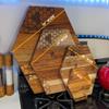 Personalized Honey and the Bee Engraved Hexagon Teak Cutting Board for Housewarming or Wedding Gift and Charcuterie Serving Honeycomb Solid Hardwood (Small (6")) view 2