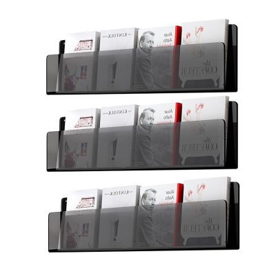 Acrylic Wall Magazine Rack Clear Wall Mounted Brochure Holder, Adjustable Hanging Magazine Holder for House Office Church Cafe Display (Color : 3PCS, Size : 80cm/35in)