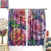 TOWINSFB Colorful Stained Glass Rose Blackout Curtains for Living Room Bedroom, Abstract Mosaic Rustic Floral Window Curtains Rod Pocket Thermal Insulated Window Drapes, 2 Panels, Each 21W x 54L view 3