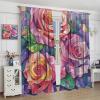TOWINSFB Colorful Stained Glass Rose Blackout Curtains for Living Room Bedroom, Abstract Mosaic Rustic Floral Window Curtains Rod Pocket Thermal Insulated Window Drapes, 2 Panels, Each 21W x 54L view 4