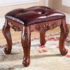 WIKKASSEIR Makeup Chair for Vanity, Foot Stool Benches Vanity Household Carved Makeup Stool Bedroom Dressing Bench Porch Shoe Changing Stool Leather Small Stool view 2