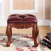 WIKKASSEIR Makeup Chair for Vanity, Foot Stool Benches Vanity Household Carved Makeup Stool Bedroom Dressing Bench Porch Shoe Changing Stool Leather Small Stool view 4