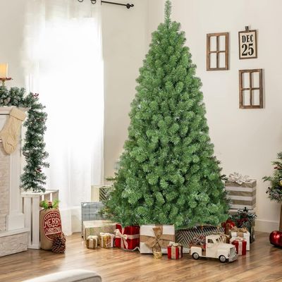 6FT Green PVC Christmas Tree with 760 Memory Wire Tips Self-Fluffing Branches for a Perfectly Shaped, Effortless Holiday Display