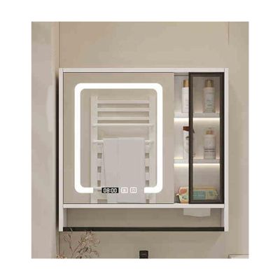 HUFIREHU Led Illuminated Bathroom Mirror Cabinet Bathroom Mirror Cabinet Wall Mounted Vanity Mirrored Cabinet Bathroom Mirror Cabinets With Shelf Bathroom Mirror Cabinet Wall Mounted(White,80cm/31.5in