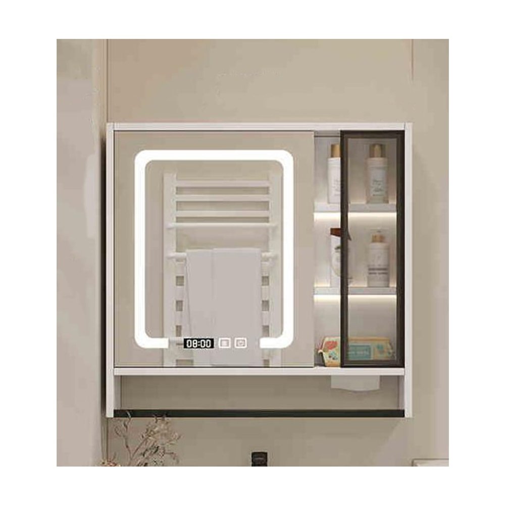 HUFIREHU Led Illuminated Bathroom Mirror Cabinet Bathroom Mirror Cabinet Wall Mounted Vanity Mirrored Cabinet Bathroom Mirror Cabinets With Shelf Bathroom Mirror Cabinet Wall Mounted(White,80cm/31.5in