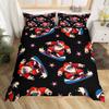 Feelyou Merry Christmas Bedding Duvet Cover Set Cartoon Santa Claus Ski Bedding Set Skiing Comforter Cover Set for Women Men Lightweight Bedspread Cover Toddler Size with 1 Pillow Case view 1