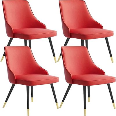 SoOSSN Dining Chairs Set of 4 Side Chairs PU Leather Chair with Metal Legs Dining Chairs (Size:Black Gold feet,Color:Dark Coffee)