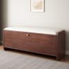 DIHRVTHC Shoe Bench Shoe Bench Entryway with Storage Entryway Shoe Bench Wooden Shoe Rack Bench Padded Seat Modern Shoe Cabinet Organizer with 2 Flip Drawers for Bedroom and Hallway(Off-White,80cm) view 1