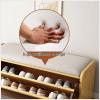 DIHRVTHC Shoe Bench Shoe Bench Entryway with Storage Entryway Shoe Bench Wooden Shoe Rack Bench Padded Seat Modern Shoe Cabinet Organizer with 2 Flip Drawers for Bedroom and Hallway(Off-White,80cm) view 3