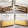 DIHRVTHC Shoe Bench Shoe Bench Entryway with Storage Entryway Shoe Bench Wooden Shoe Rack Bench Padded Seat Modern Shoe Cabinet Organizer with 2 Flip Drawers for Bedroom and Hallway(Off-White,80cm) view 4