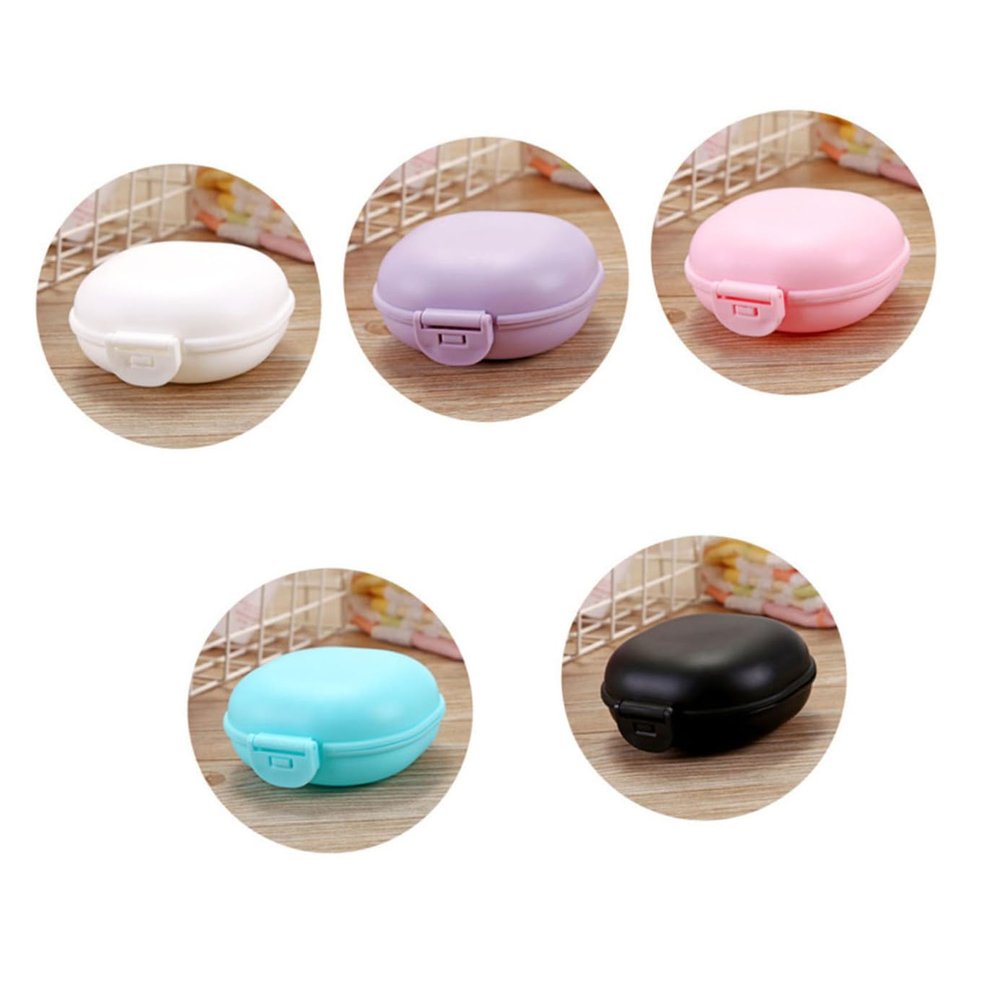 RORPOIR 5pcs Waterproof Soap Box with Lid Travel Soap Holder Container for Bathroom and Kitchen Small Case in Pink Dark Green Purple White and Black