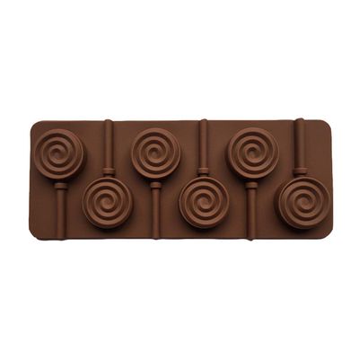 6-Cavity Round Shape 3D Silicone Lollipop Mold Candy Chocolate