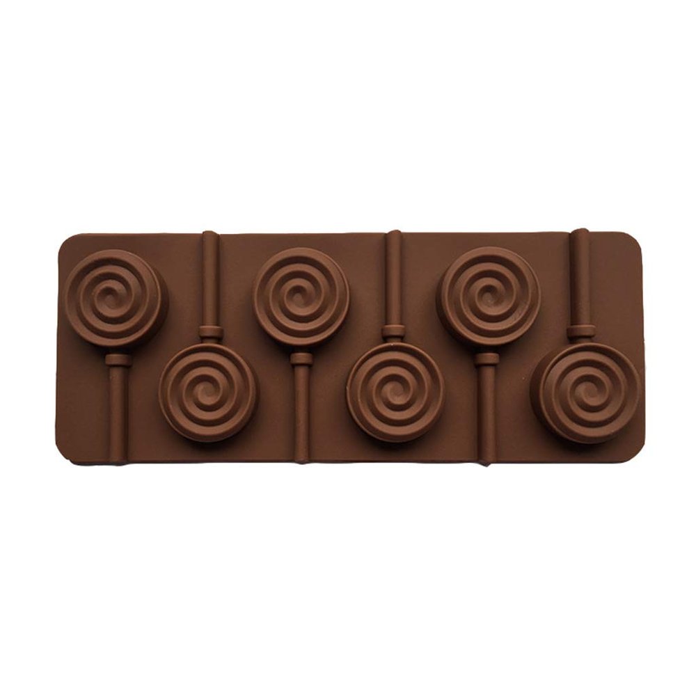 6-Cavity Round Shape 3D Silicone Lollipop Mold Candy Chocolate