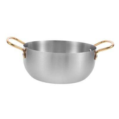 BRIGHTFUFU Ramen Pot Stainless Steel Double Handle Cooking Bowl Fast Heating Noodle Sauce Pot Compact Design for Easy Storage for Induction Stoves and Home Use