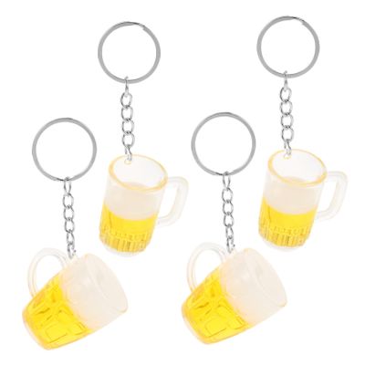 HOLIDYOYO 4pcs Cute Beer Cup Keychain Novelty Faux Beer Mugs for Backpack Pendant Imitation Food Keychains and Festivals