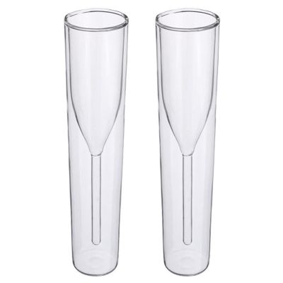 2pcs 100ml Champagne Glass Double Wall Glasses Wedding Party Cup Toasting Cocktails Glass Flute Goblet Bubble Wine Cocktails