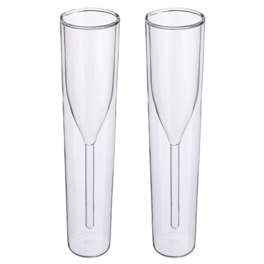 2pcs 100ml Champagne Glass Double Wall Glasses Wedding Party Cup Toasting Cocktails Glass Flute Goblet Bubble Wine Cocktails
