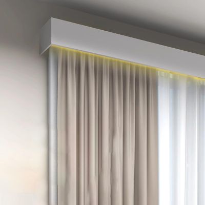Jievmrs Curtain Track Curtain Valance Pelmet Ceiling Track System, Wall Mount Curtain Slide Rail Bracket Stopper for Ceiling, Single Track Curtain Box Cassette for Bathroom(/6.2m/20.3ft)
