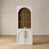 mopio Blake Storage Cabinet with Hutch, Sideboard Buffet with Storage, Kitchen Pantry Sideboard, Coffee Bar Station, Trophy Display Case, Display Cabinet for Living Room (White Oak Arched) view 1
