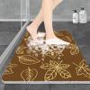 Brown Non Slip Shower Mat, 18x40, PVC Loofah Shower, Bath, Tub Mat for Wet Areas with Leaves Patterns Surface, Quick Drying view 1