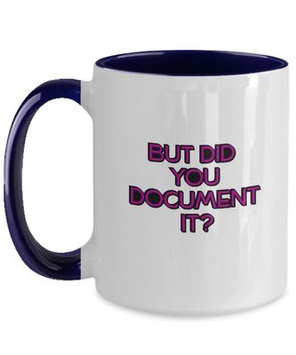 AMISK CREATIVES Funny Office Two Tone Mug, But Did You Document It, Hr Gifts Work Humor Coworker Gifts For Boss Accountant Colleagues Novelty Gift Ideas