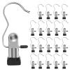 20 Pcs Stainless Steel Pants Hangers with Clips, Legging Organizer for Closet, Hanging Clips, 360 Rotating Hanger Clips for Hanging Jeans Skirt Shorts Hats, Hanger Closet Organizers (Black) view 1