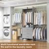 Aheaplus Closet System, Closet Organizer with 3 Wooden Drawers, Closet Organizer System, Walk-in Closet Wardrobe Clothes Rack with 4 Hanging Rods, Garment Rack, -4R, Grey view 4