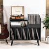 BEROXII Record Player Stand, Large Record Player Table Cabinet with Open Vinyl Storage and Display Shelf Holds up to 350 Albums, Mid Century Wood Turntable for Living Room, Bedroom, (Black) (..Black..) view 2