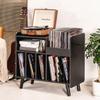 BEROXII Record Player Stand, Large Record Player Table Cabinet with Open Vinyl Storage and Display Shelf Holds up to 350 Albums, Mid Century Wood Turntable for Living Room, Bedroom, (Black) (..Black..) view 3