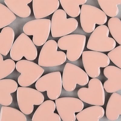 LiFschal Mosaic Tiles Stained Glass, Heart Shape Ceramic Mosaic Making with Handmade for DIY Art CraftsHome Decorations -About 24Pcs 100G(0.22LB),Pink