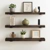 CONSDAN 36 inch Floating Shelves, Solid Paulownia Wood, Burnt Wood Light Weight, Wall Shelves for Bedroom, Bathroom, Living Room, Kitchen, 36x7.5x1.5 in, Set of 3 view 1