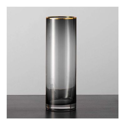 Vases for Flowers Nordic Simple Gold-painted Transparent Straight Glass Vase Decoration Home Living Room Flower Arrangement Soft Decoration Hydroponic Flower Device Flower Vases Decorative(Large)