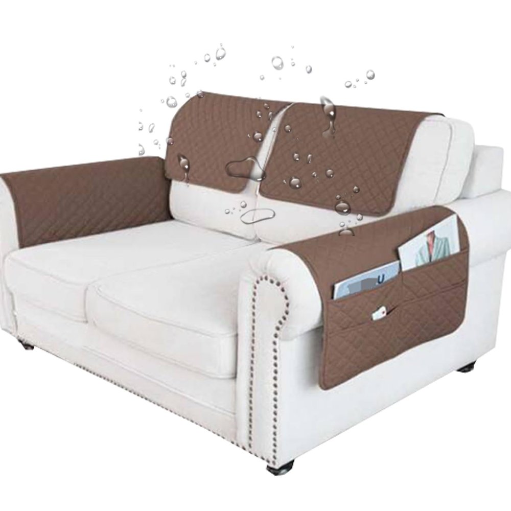 1PC 3PCS 4PCS 5PCS Sofa Armrest Cover, Nonslip Armchair Covers for Arms Headrest, Sofa Slipcover with Side Pocket Furniture Protector, Quilted Protector for Couch(J17,4 PCS Set_46X89CM)