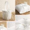 belupai Cute Wedding Flower Basket with Bow, Rings Bearer Pillow with Lace and Bow,White Flower Girl Basket and Rings Bearer Pillow Set for Wedding Ceremony Proposal Anniversary view 3