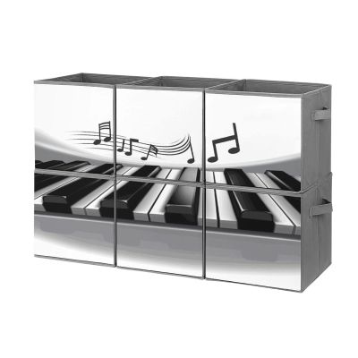 KLSVTMEA Multi Use Organizer Bins, Piano Music Symbol Printed Storage Bins, Foldable Storage Baskets Are Suitable For Bedrooms, Offices, And Cars