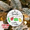 Family Christmas Ornaments 2024 - When You're Family, Miles Don't Matter - 3D Inflated Effect Ornament - Long Distance Gift - Moving Away Gifts for Sister, Siblings - Custom State to State Ornament view 3