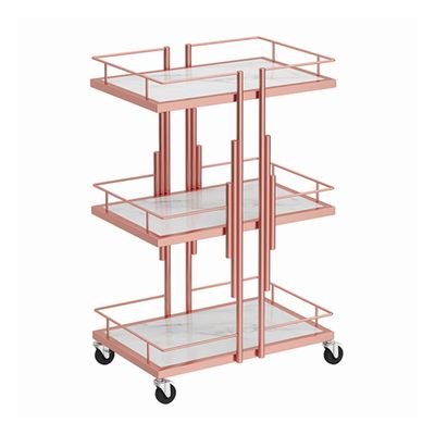SLGGPJBU Trolley 3 Tier Beauty Storage Cart Rolling Utility Cart for Salon Home Hotel Space Saving Imitation Marble Shelves