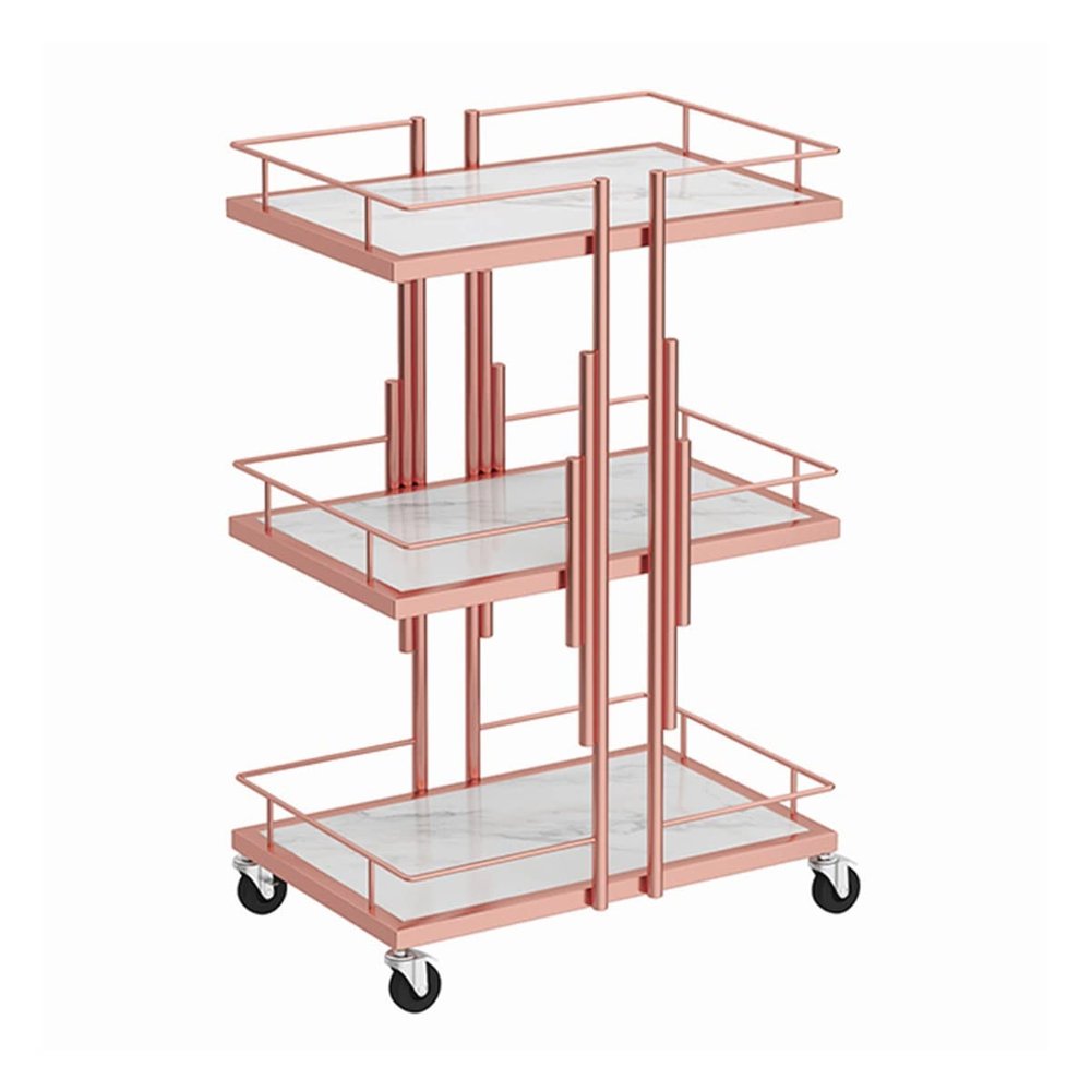 SLGGPJBU Trolley 3 Tier Beauty Storage Cart Rolling Utility Cart for Salon Home Hotel Space Saving Imitation Marble Shelves