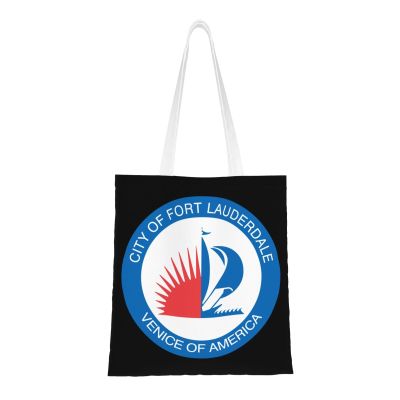 LIFANGMI Seal Of Fort Lauderdale, Florida Tote Bag for Women Canvas Tote Bags Reusable Shopping Bags Use For Shopping The Tote Bag,Grocery Bags,DIY Gift Bags