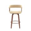 HomeRoots 26" Cream and Wood Brown Faux Leather Swivel Counter Height Bar Chair view 4