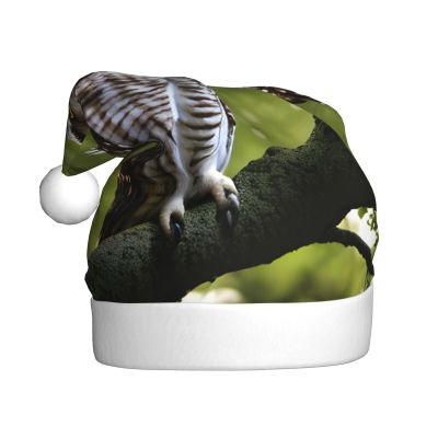 DRTGEDS Owl Tree Branches 1 Pcs Santa Hats Set For Adults Men And Women Christmas For Xmas New Year Party Headwear