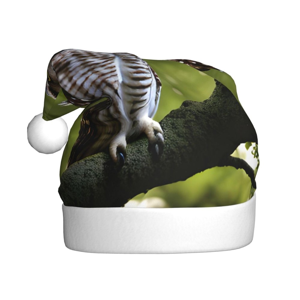 DRTGEDS Owl Tree Branches 1 Pcs Santa Hats Set For Adults Men And Women Christmas For Xmas New Year Party Headwear