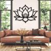 Lotus Flower Metal Wall Art, Lotus Flower Wall Decor, Flower Metal Wall, Yoga Wall Art, Mandala Wall Art, Meditation Decor, Spiritual Decor, Home Wall Decor (Black, 48"x35"|121x89cm, Metal Wall Art) view 2
